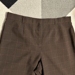 White Stag Brown Plaid Straight Leg Trousers Women's Size 10 PETITE